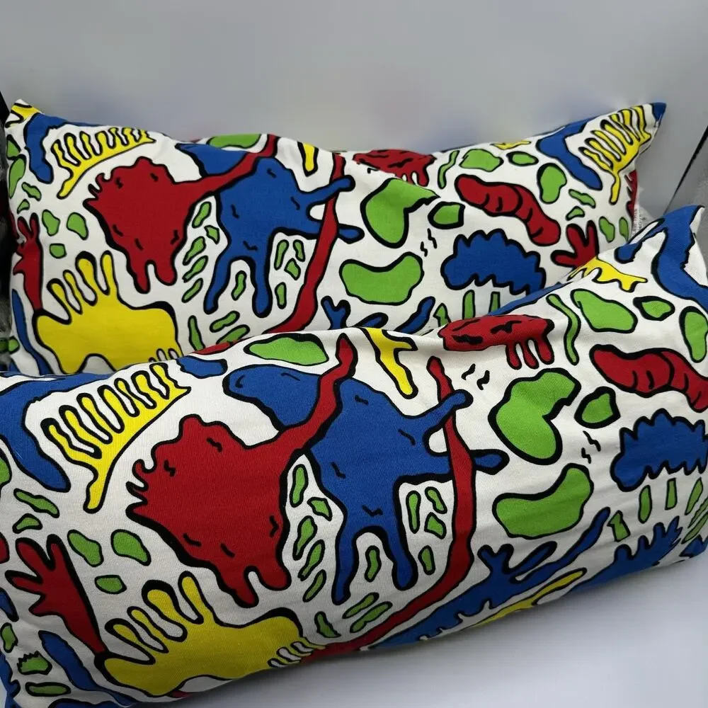 Ikea AVSIKTLIG Lot Of Two Bolster Pillow Multicolor Abstract Print 12x24